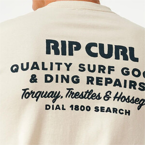 2024 Rip Curl Mens Heritage Ding Repairs Tee 0EZMTE - Vintage White